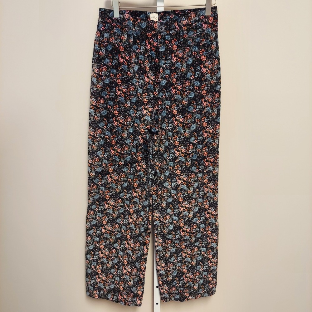 La Vie Rebecca Taylor Floral Velvet Pants 29 Straight Leg Cottage Botanical